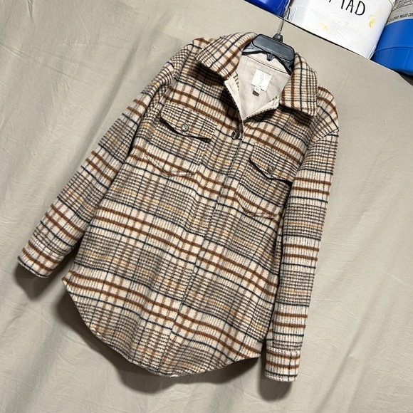 Joie | Jackets & Coats | Joie Oversized Neutral Plaid Button Up / Size M - Picture 2 of 10